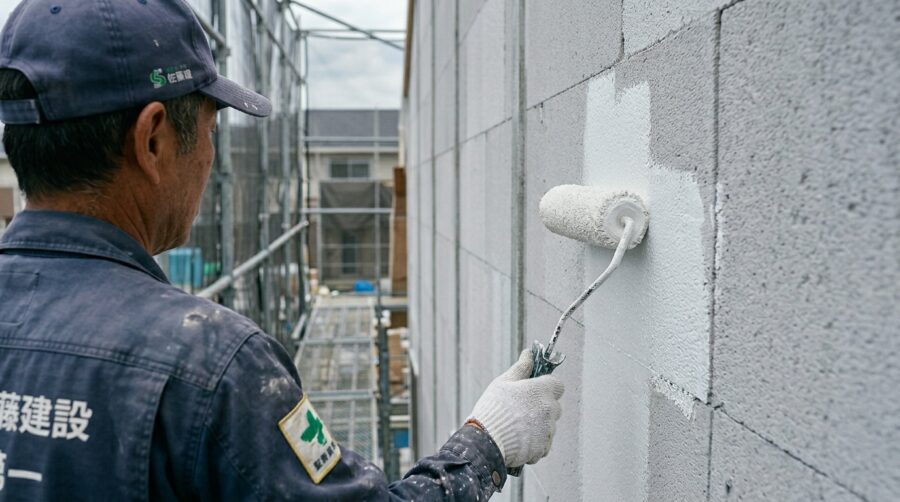 豊川市の外壁三度塗り施工｜下塗り・中塗り・上塗り